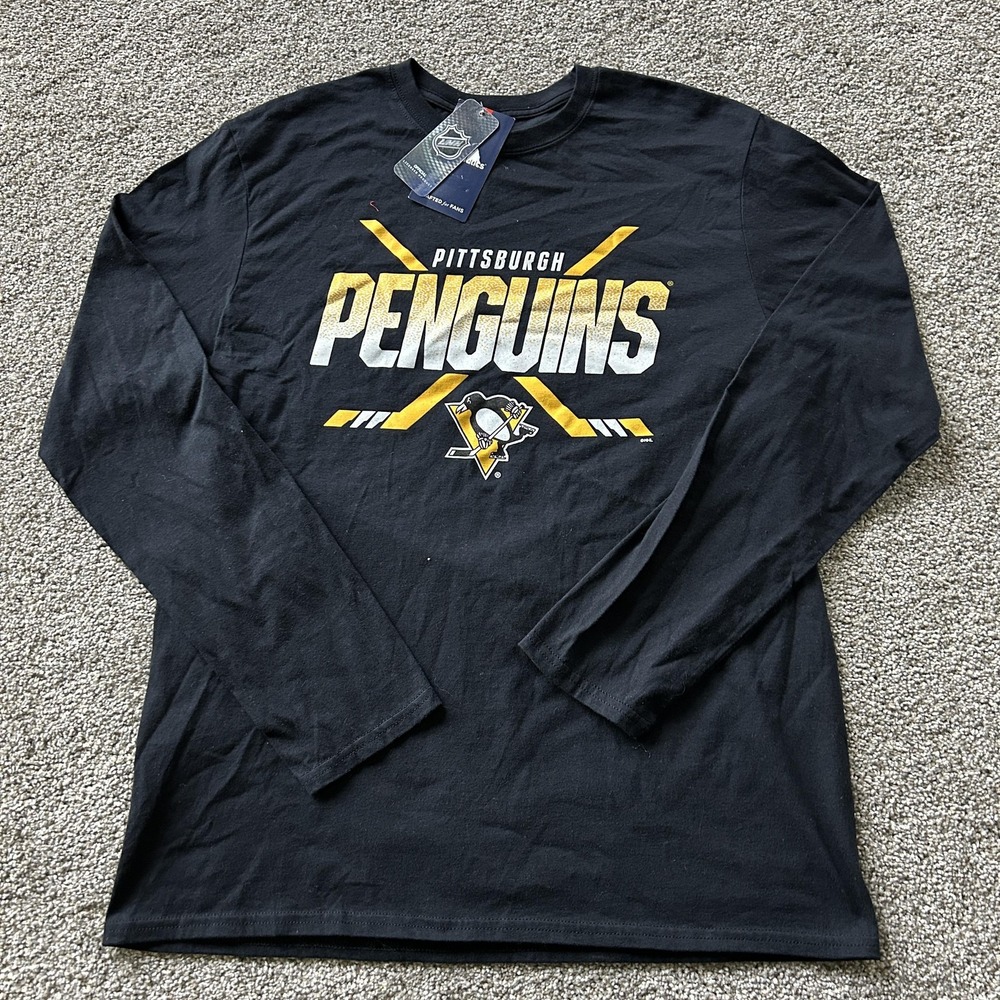 Pittsburgh Penguins Shirt Mens Large Black NHL Hockey Fanatics Long Sleeve Tee